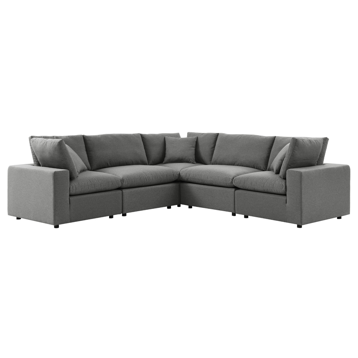 EEI-5589-CHA 5 Piece Commix Outdoor Patio Sectional Sofa, Charcoal