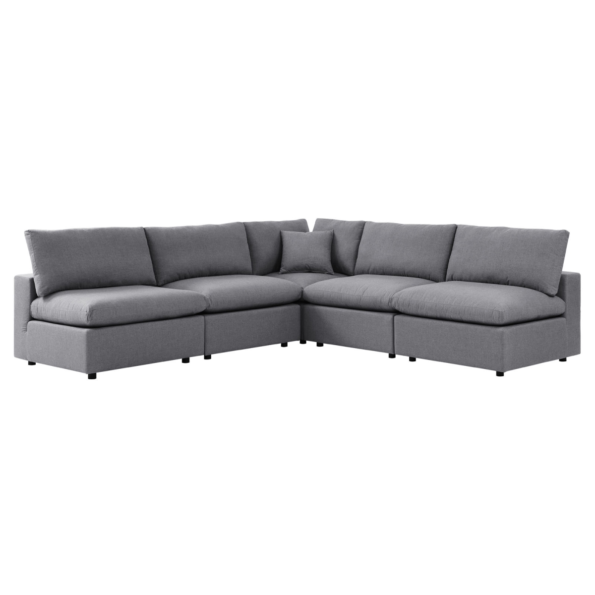 EEI-5588-SLA 5 Piece Commix Sunbrella Outdoor Patio Sectional Sofa, Slate Gray -  Modway Furniture