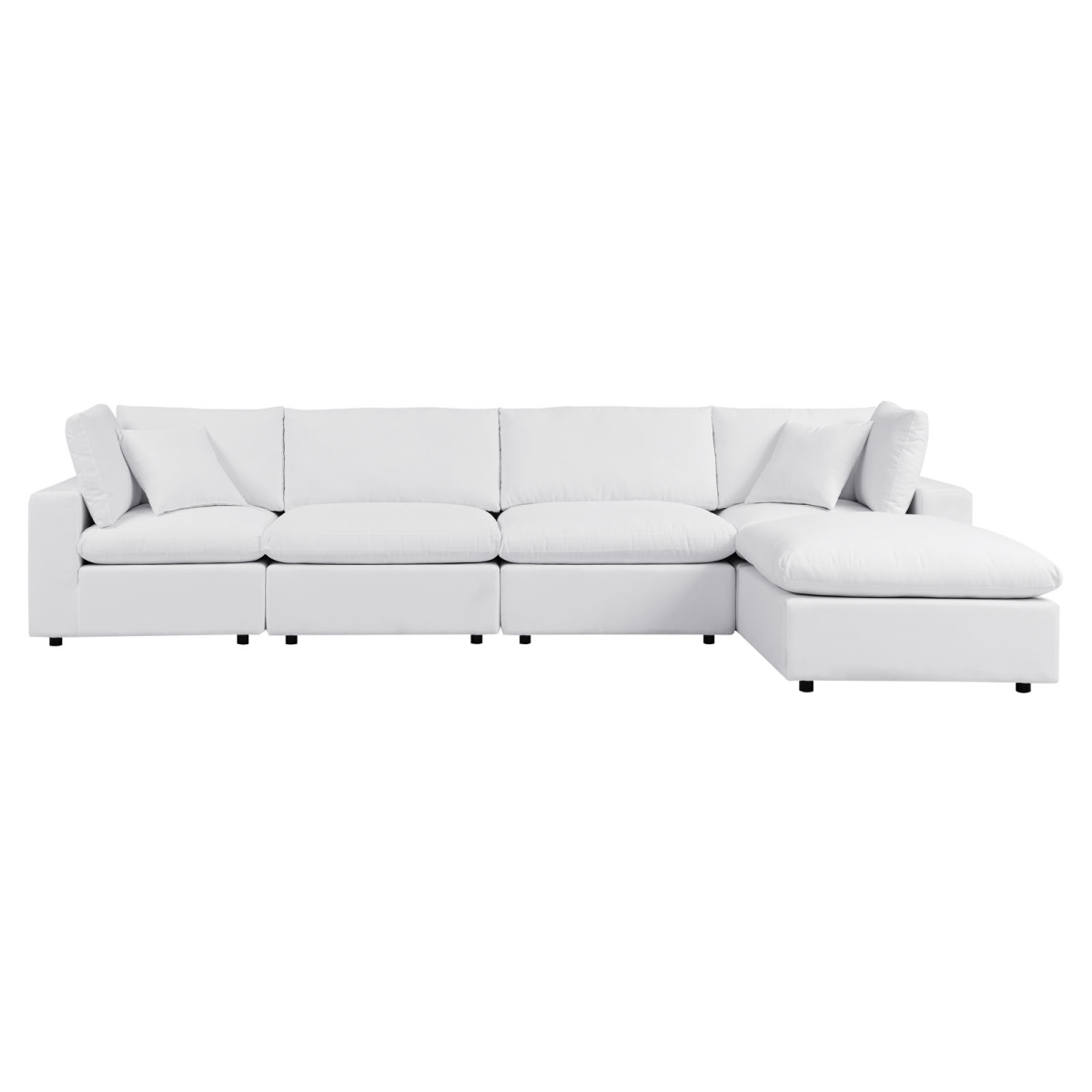 EEI-5584-WHI 24-32 x 145 x 72 in. Commix 5 Piece Sunbrella Outdoor Patio Sectional Sofa, White -  Modway Furniture