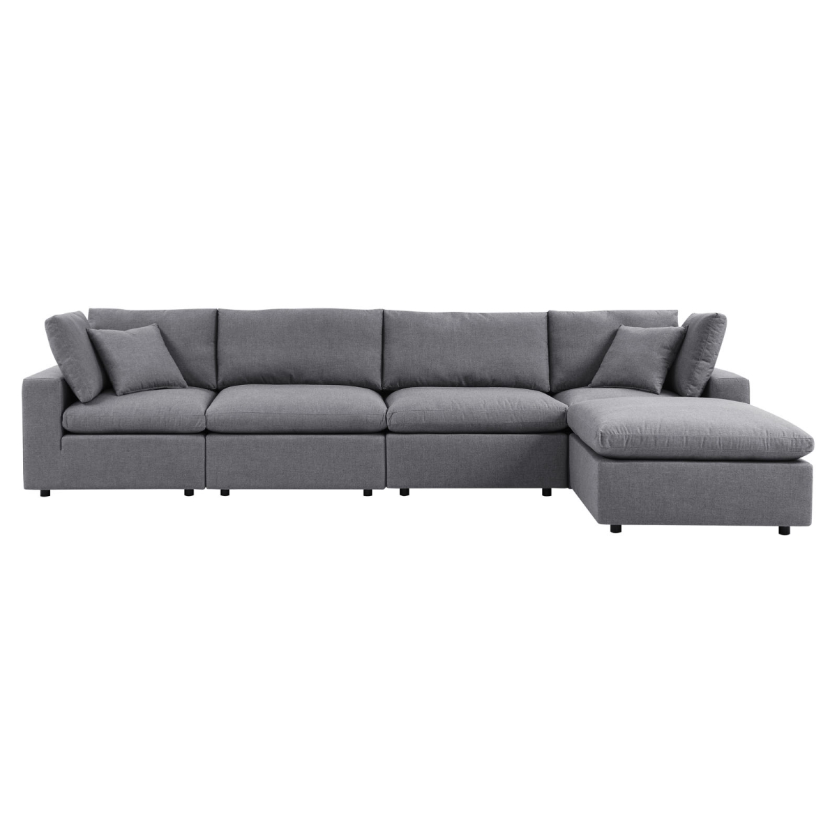 EEI-5584-SLA 24-32 x 145 x 72 in. Commix 5 Piece Sunbrella Outdoor Patio Sectional Sofa, Gray -  Modway Furniture