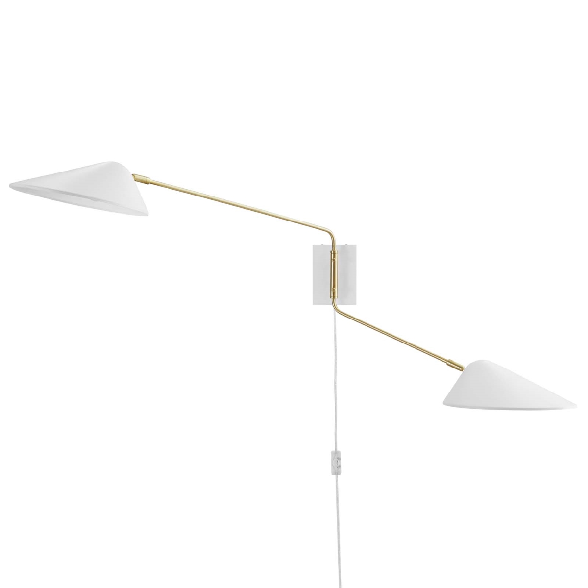 Picture of Modway Furniture EEI-5294-WHI Journey 2-Light Swing Arm Wall Sconce, White - 24 x 34 x 11 in.
