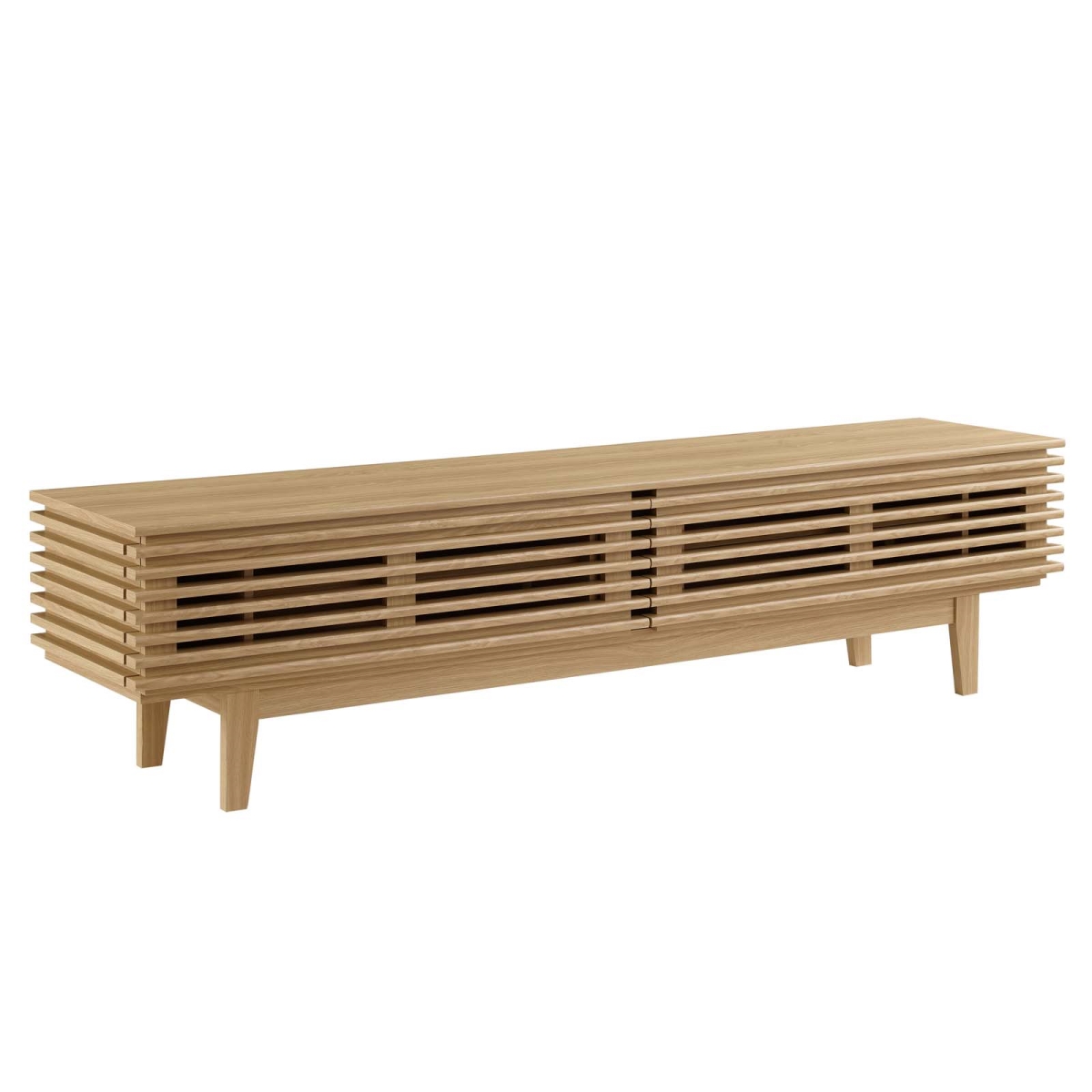 EEI-3348-OAK 71 in. Mid-Century Modern Render TV Stand, Oak