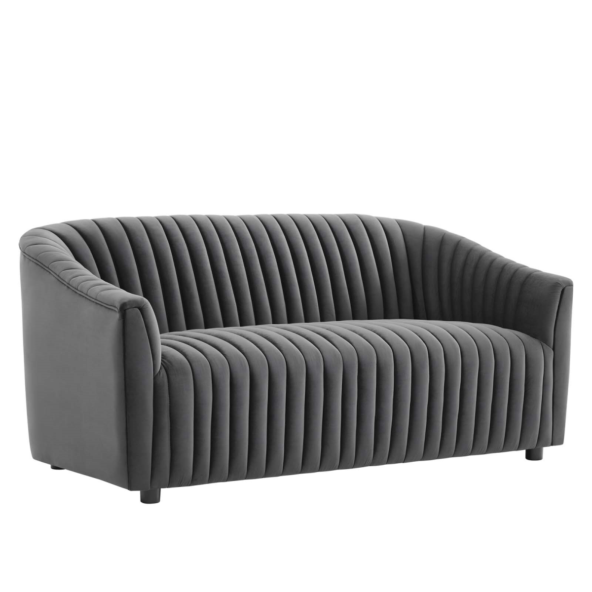 EEI-5054-CHA 661 lbs Announce Performance Velvet Channel Tufted Loveseat, Charcoal