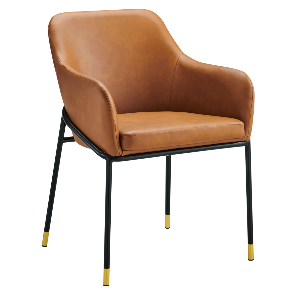 EEI-4672-BLK-TAN 32 x 23 x 23 in. Jovi Vegan Leather Dining Chair, Black & Tan