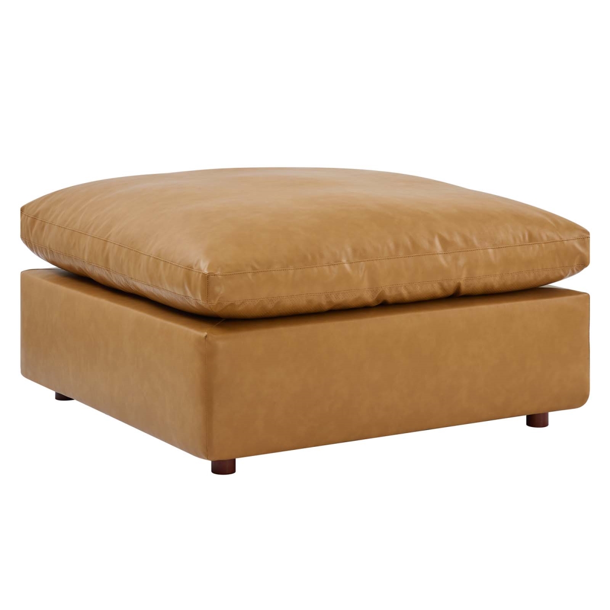 EEI-4695-TAN 19 x 40 x 39 in. Commix Down Filled Overstuffed Vegan Leather Ottoman, Tan