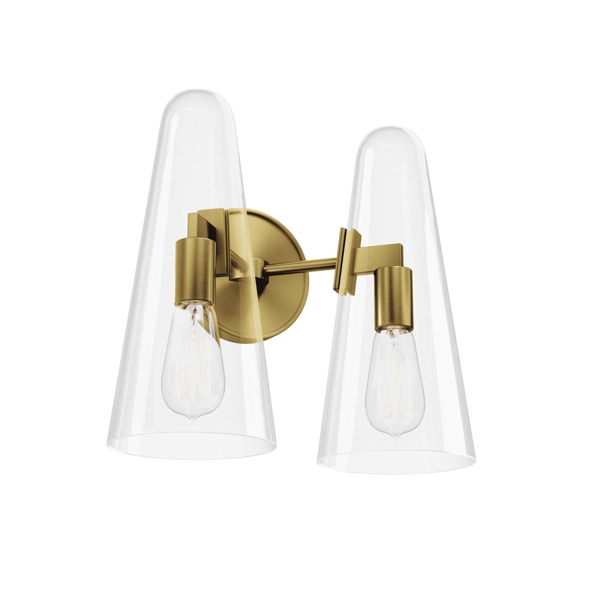 Picture of Modway Furniture EEI-5646-CLR-SBR 11.5 x 12 x 7 in. Beacon 2-Light Wall Sconce&#44; Clear & Satin Brass