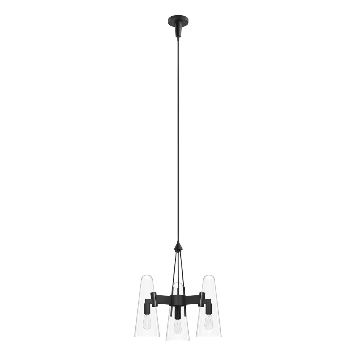 EEI-5647-CLR-BLK 73 x 20.5 x 20.5 in. Beacon 3-Light Pendant Light, Clear & Black