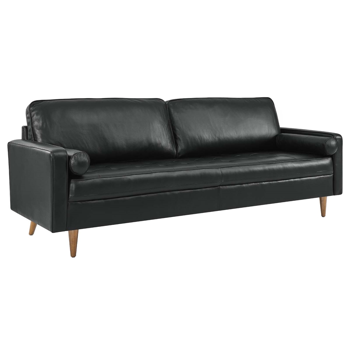 EEI-5871-BLK 88 in. Valour Leather Sofa, Black