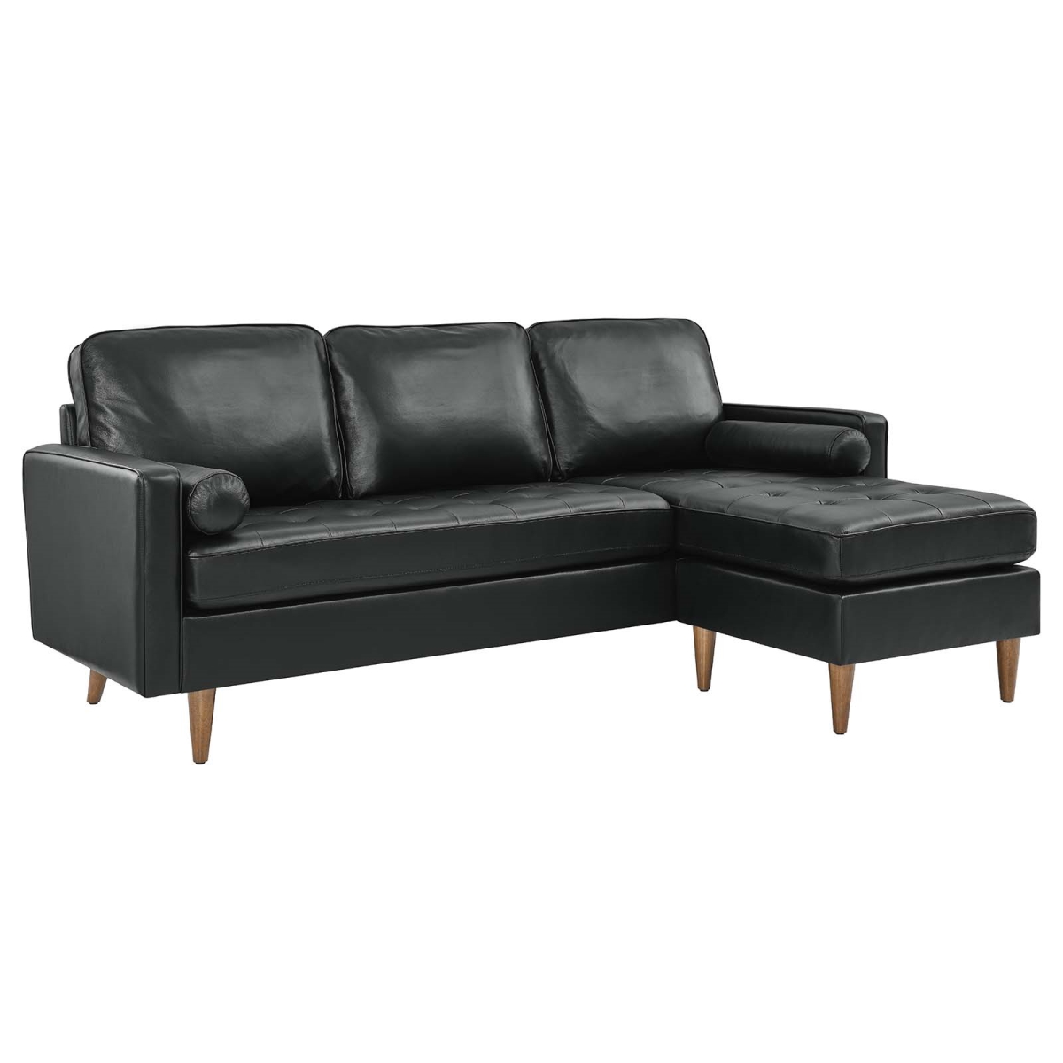 EEI-5872-BLK 78 in. Valour Leather Apartment Sectional Sofa, Black