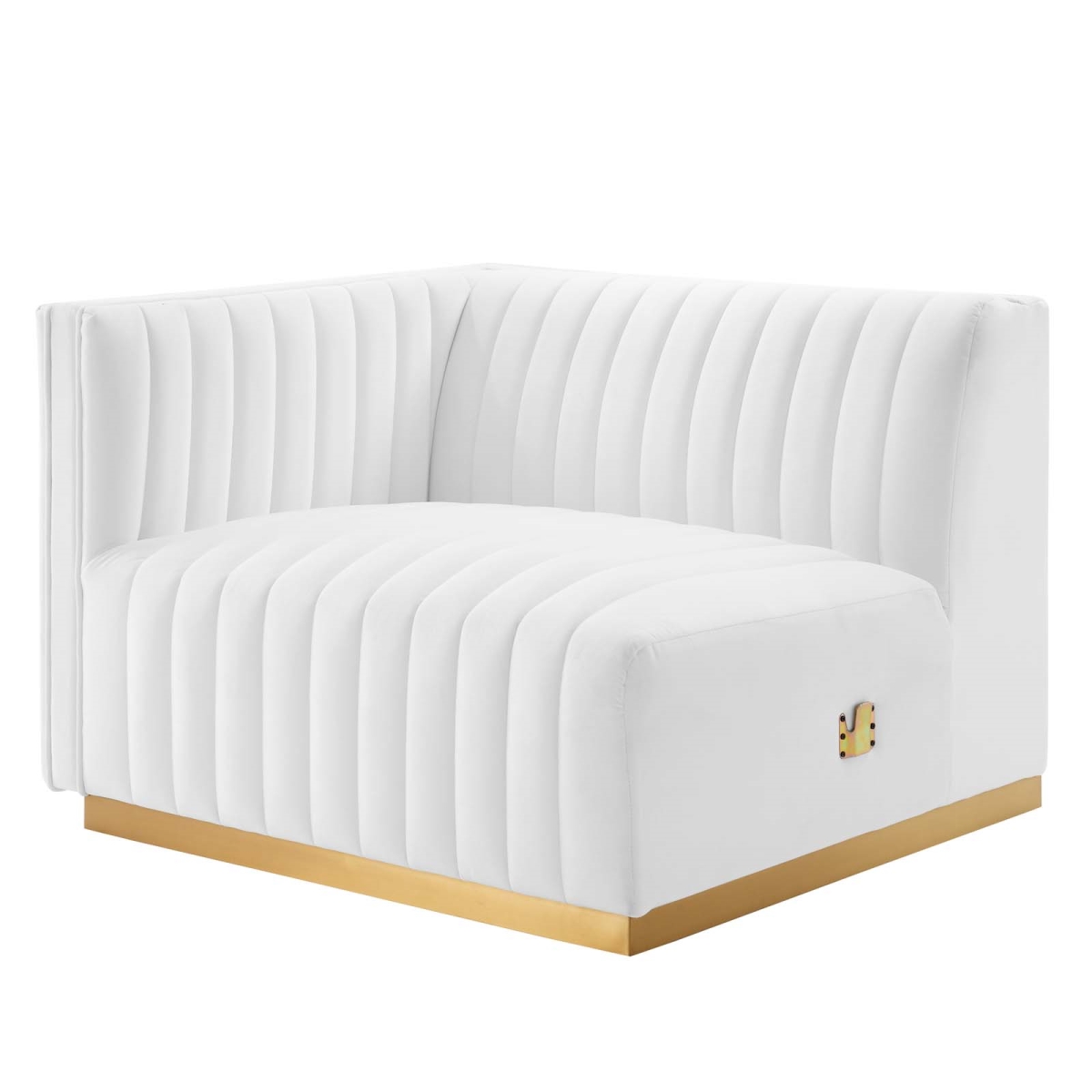 EEI-5502-GLD-WHI 28 x 41.5 x 36.5 in. Conjure Channel Tufted Performance Velvet Left-Arm Chair, Gold & White -  Modway Furniture