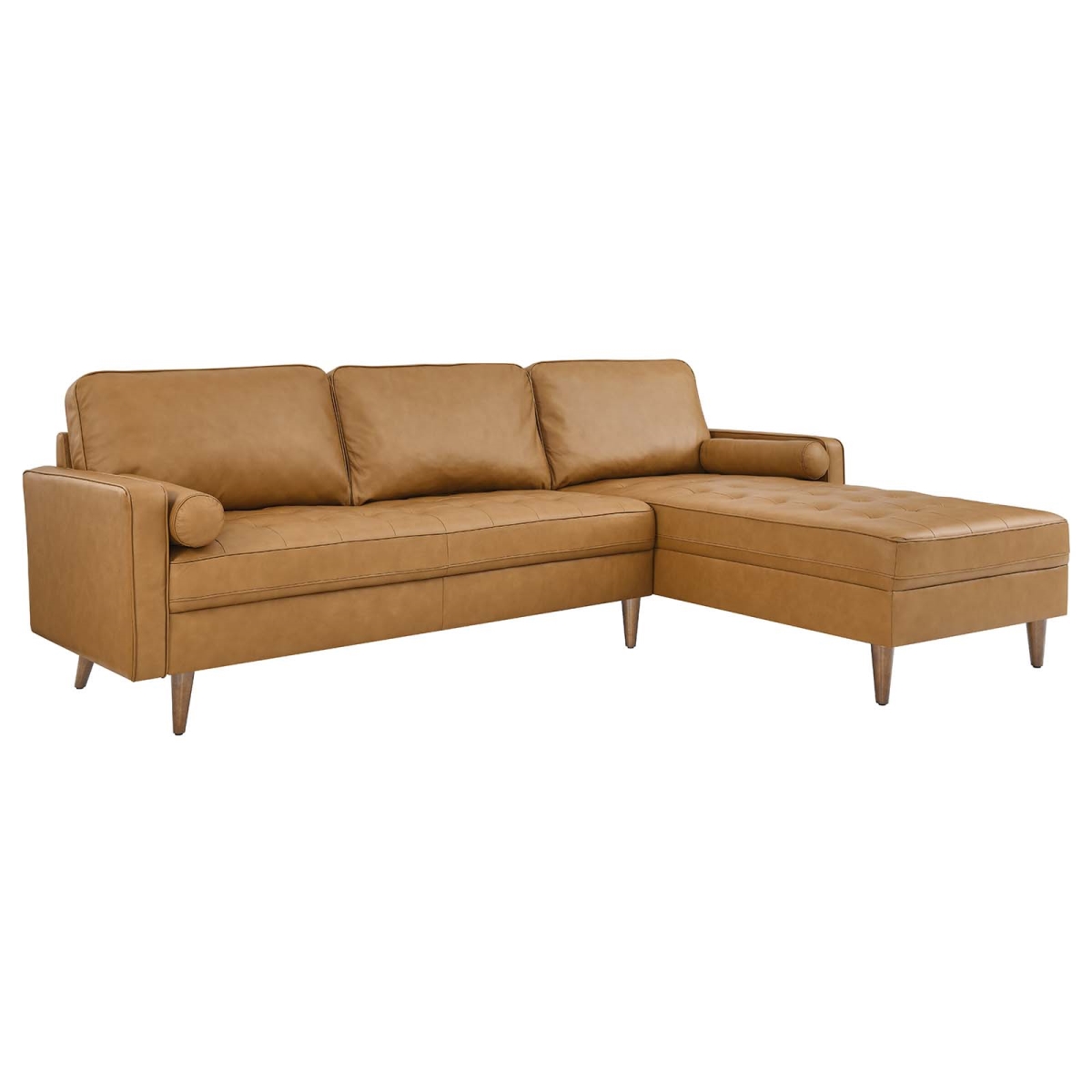 EEI-5873-TAN 98 in. Valour Leather Sectional Sofa, Tan