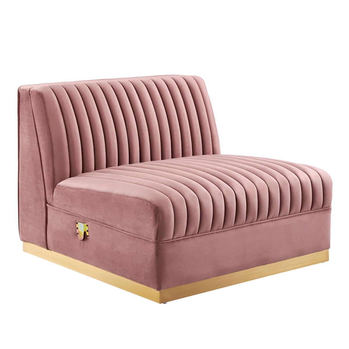 EEI-6033-DUS 27.5 x 36 x 36 in. Sanguine Channel Tufted Performance Velvet Modular Sectional Sofa Armless Chair, Dusty Rose -  Modway Furniture