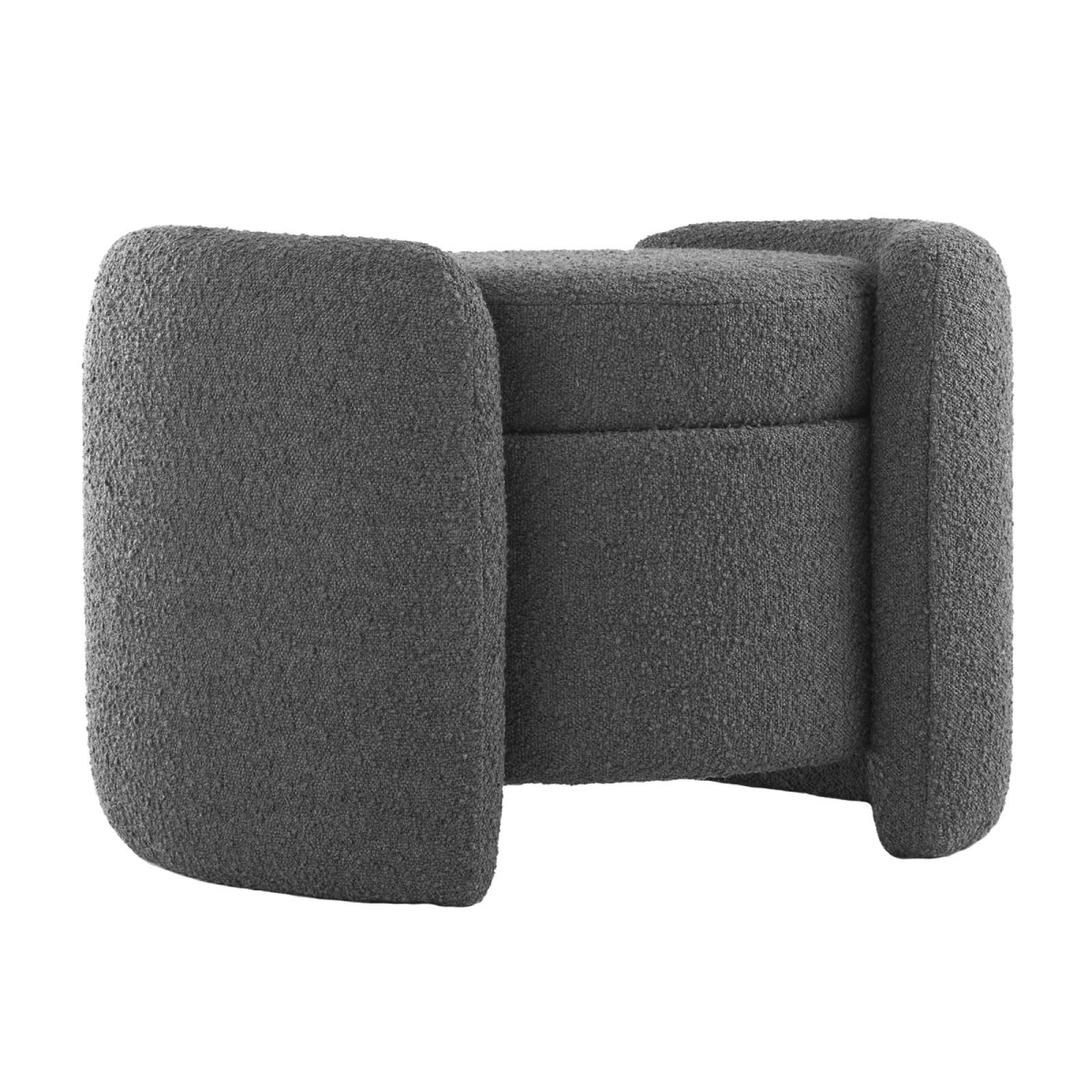 EEI-5561-CHA 19 x 21 x 28 in. Nebula Boucle Upholstered Ottoman, Charcoal