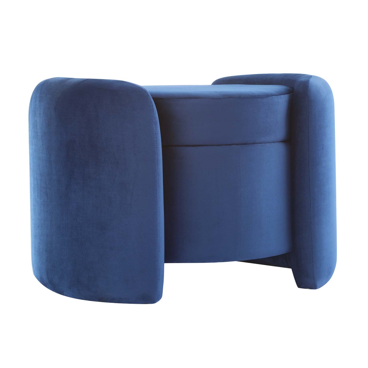 EEI-6055-MID 19 x 21 x 28 in. Nebula Upholstered Performance Velvet Ottoman, Midnight Blue