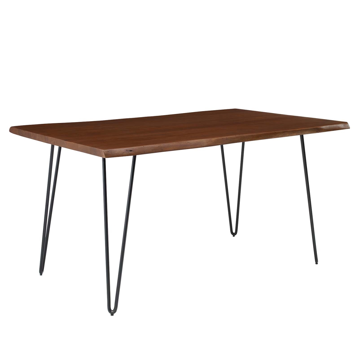 EEI-6059-BLK-WAL 60 in. Henley Live Edge Acacia Wood Dining Table, Black & Walnut