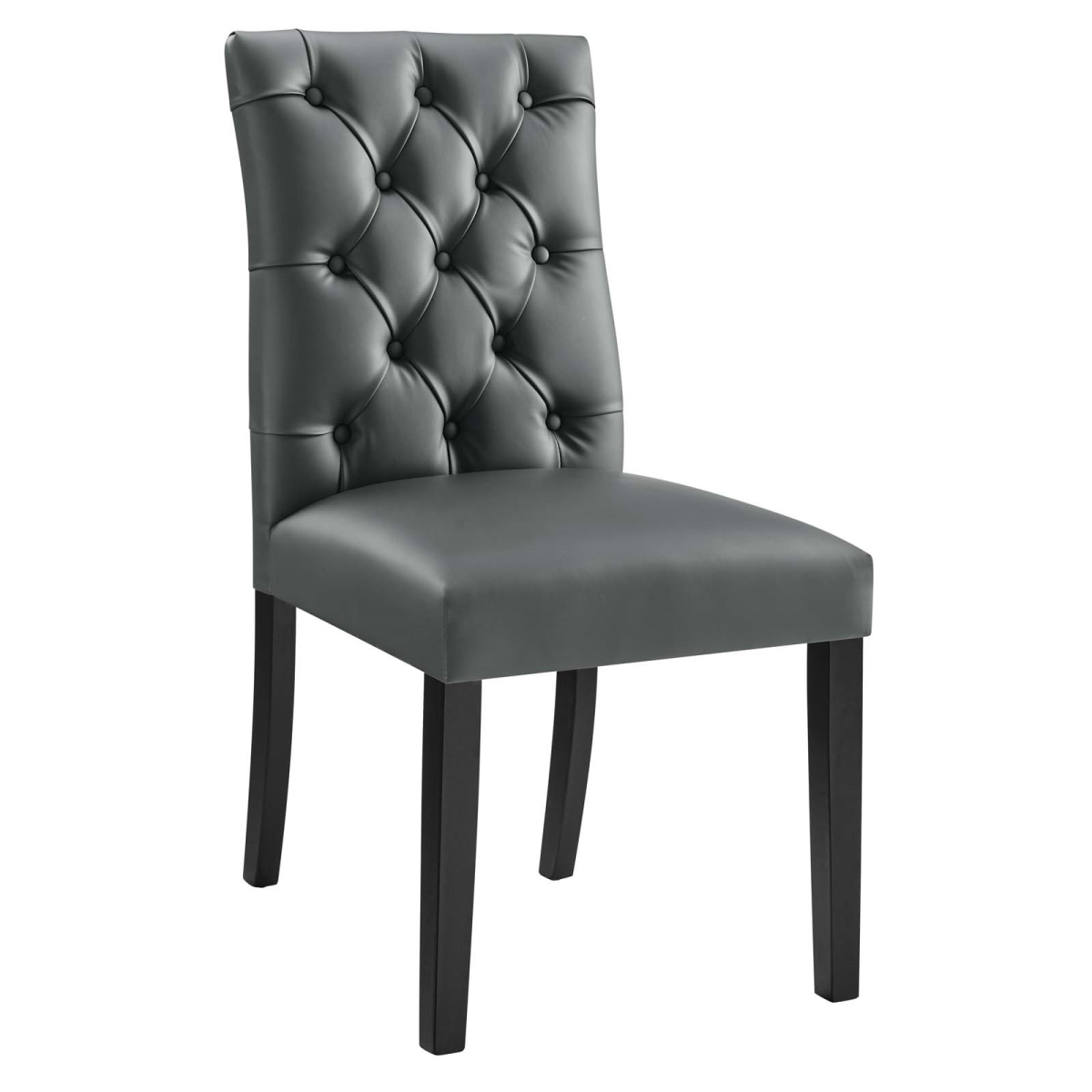 EEI-2230-GRY 37.5 x 18.5 x 24.5 in. Duchess Button Tufted Vegan Leather Dining Chair, Gray