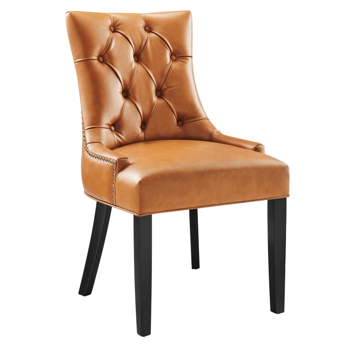 EEI-2222-TAN 36 x 22 x 25 in. Regent Tufted Vegan Leather Dining Chair, Tan