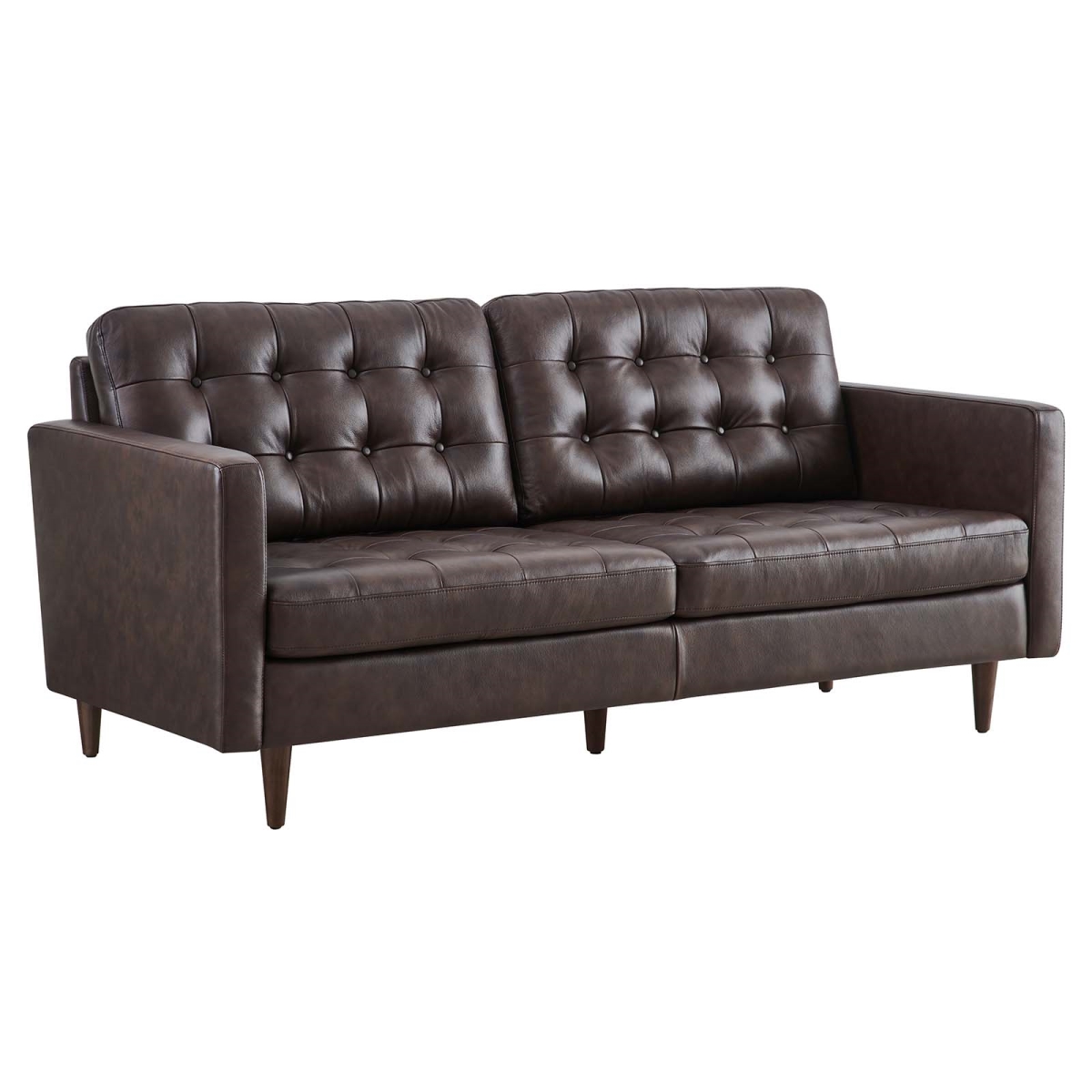 EEI-6099-BRN 34 x 75 x 33 in. Exalt Tufted Vegan Leather Sofa, Brown