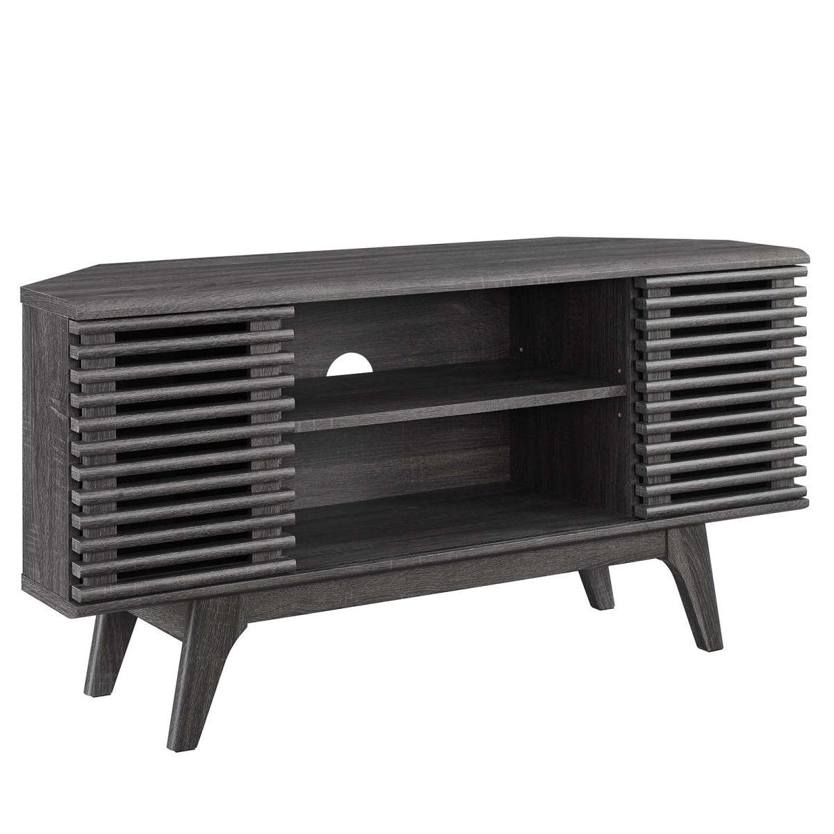 EEI-6157-CHA 46 in. Render Corner TV Stand, Charcoal