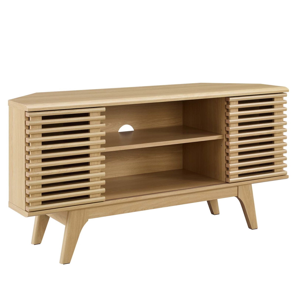 EEI-6157-OAK 46 in. Render Corner TV Stand, Oak