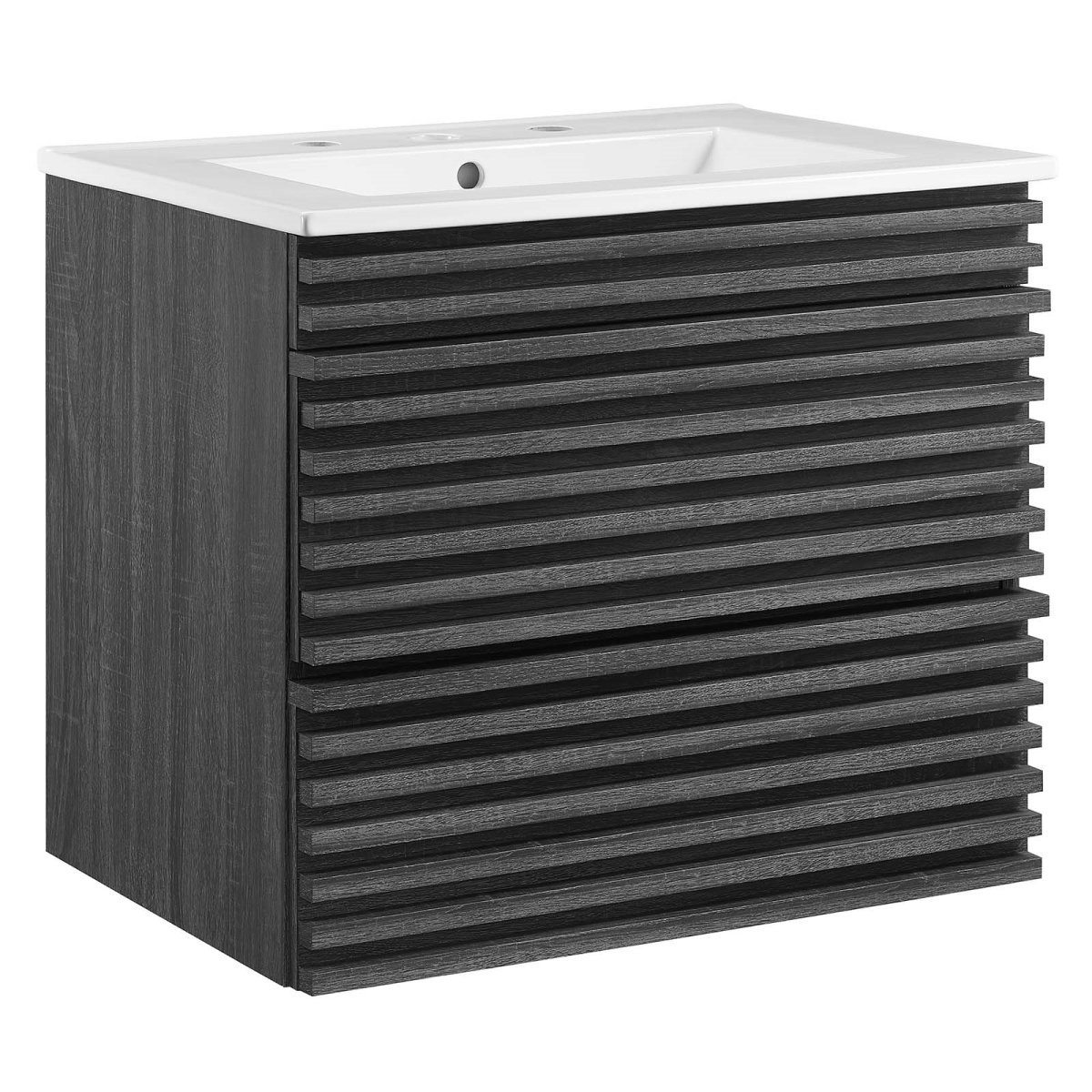 EEI-4433-CHA-WHI 24 in. Render Wall-Mount Bathroom Vanity, Charcoal & White