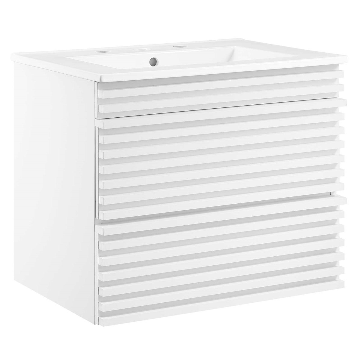 EEI-4433-WHI-WHI 24 in. Render Wall-Mount Bathroom Vanity, White
