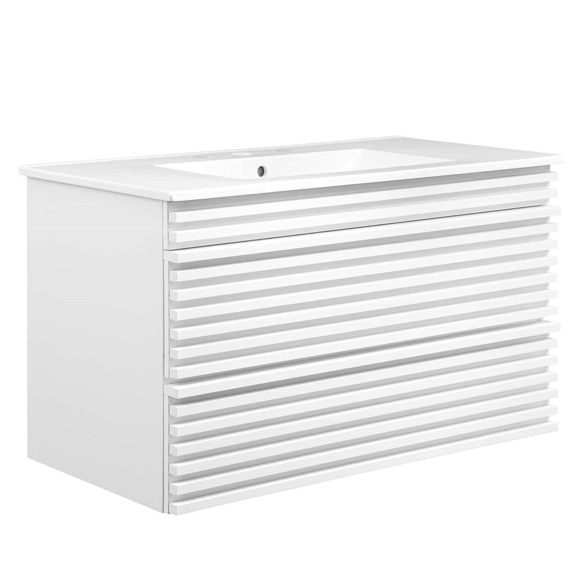EEI-4436-WHI-WHI 36 in. Render Wall-Mount Bathroom Vanity, White