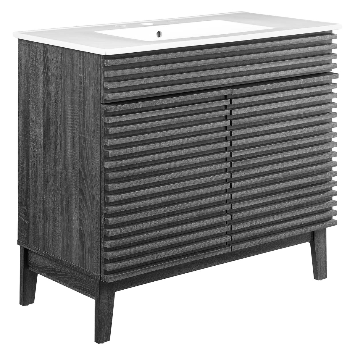 EEI-4437-CHA-WHI 36 in. Render Bathroom Vanity, Charcoal & White
