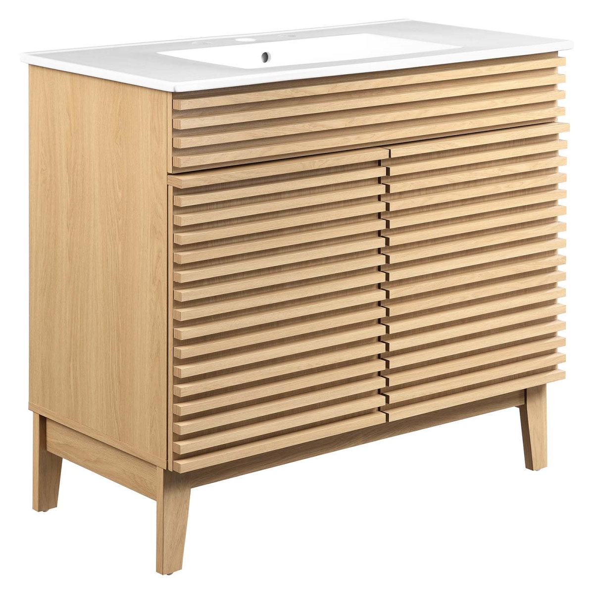 EEI-4437-OAK-WHI 36 in. Render Bathroom Vanity, Oak & White