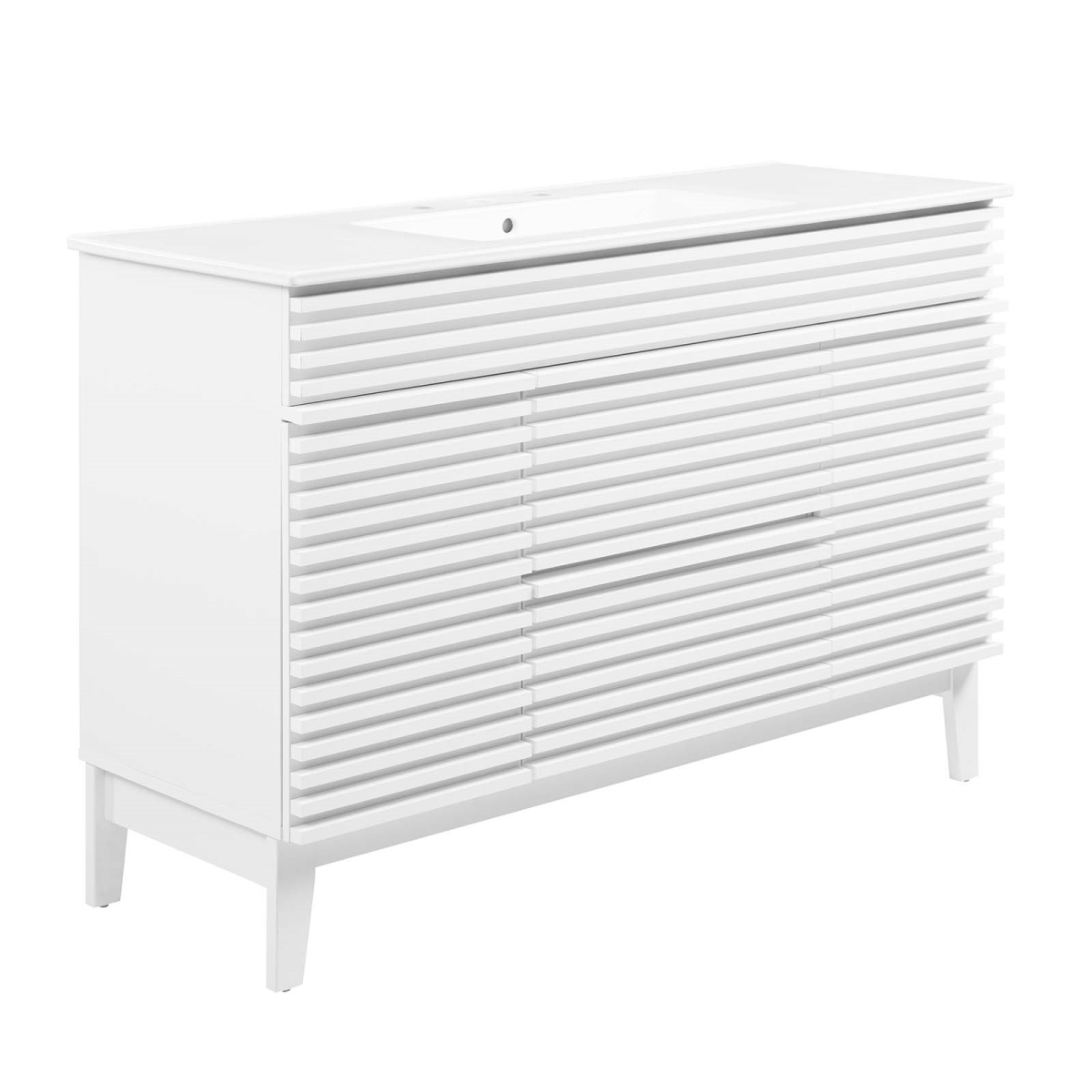 EEI-4439-WHI-WHI 48 in. Render Single Sink Bathroom Vanity, White