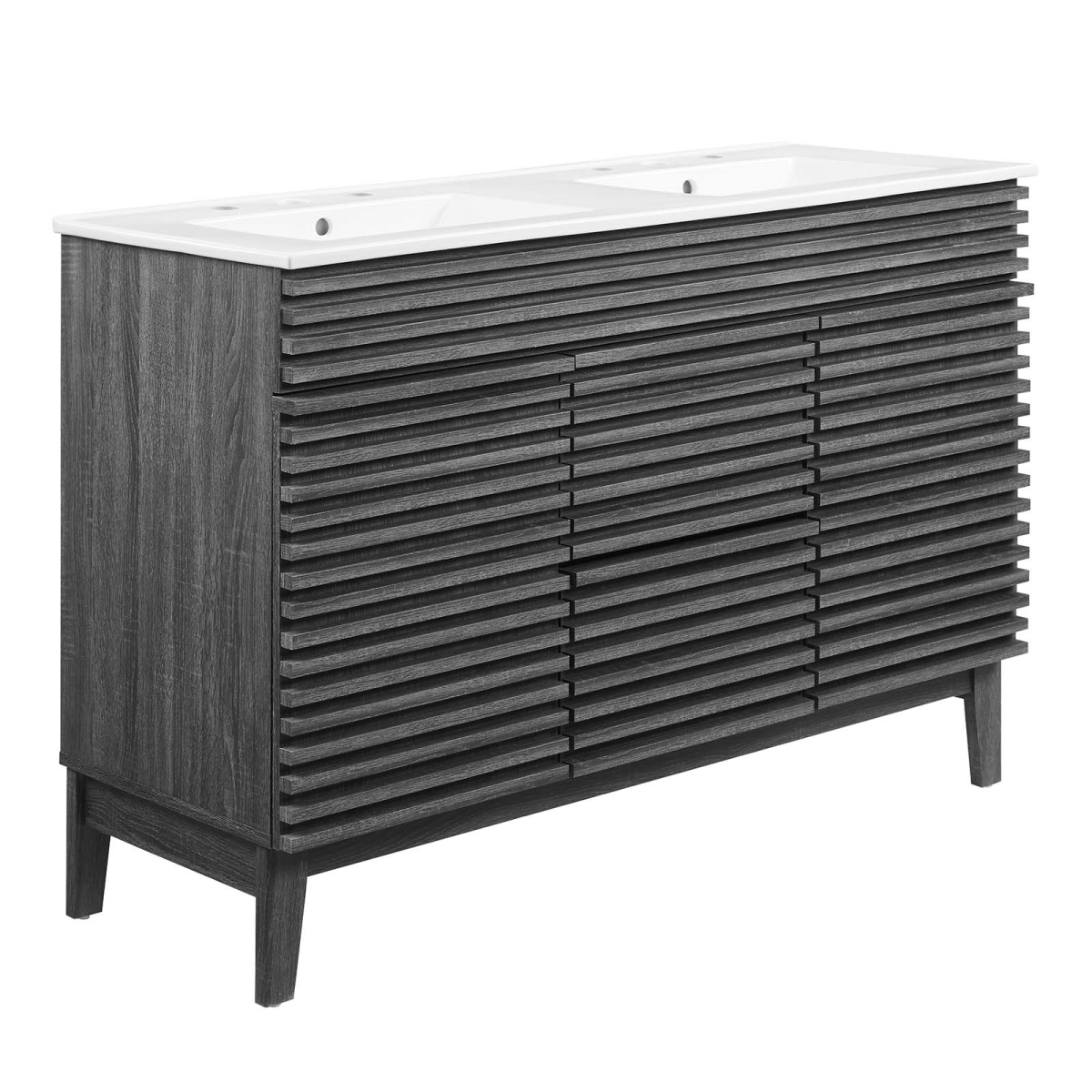 EEI-4441-CHA-WHI 48 in. Render Double Sink Bathroom Vanity, Charcoal & White