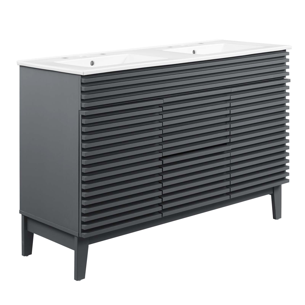 EEI-4441-GRY-WHI 48 in. Render Double Sink Bathroom Vanity, Gray & White
