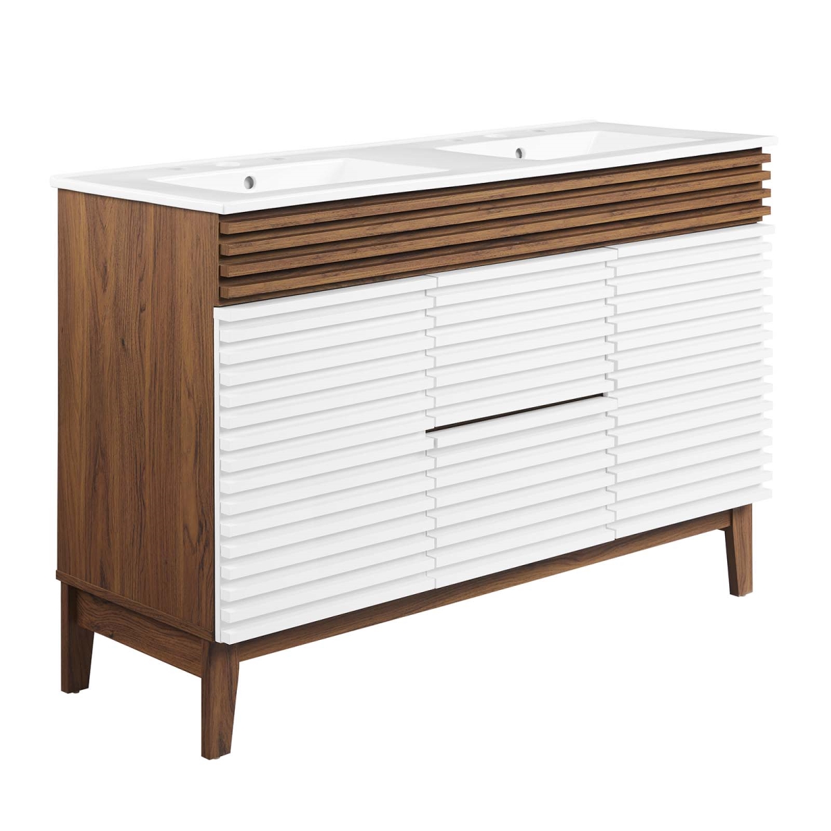 Modway - Render 48" Bathroom Vanity with White Basin Included - White Walnut White