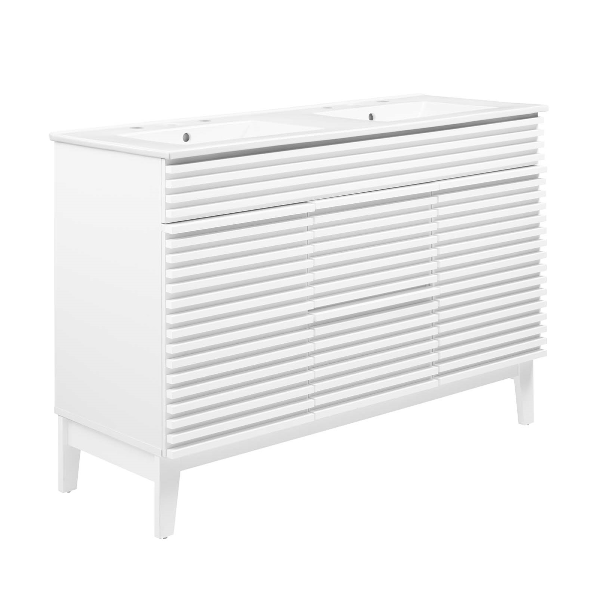 EEI-4441-WHI-WHI 48 in. Render Double Sink Bathroom Vanity, White