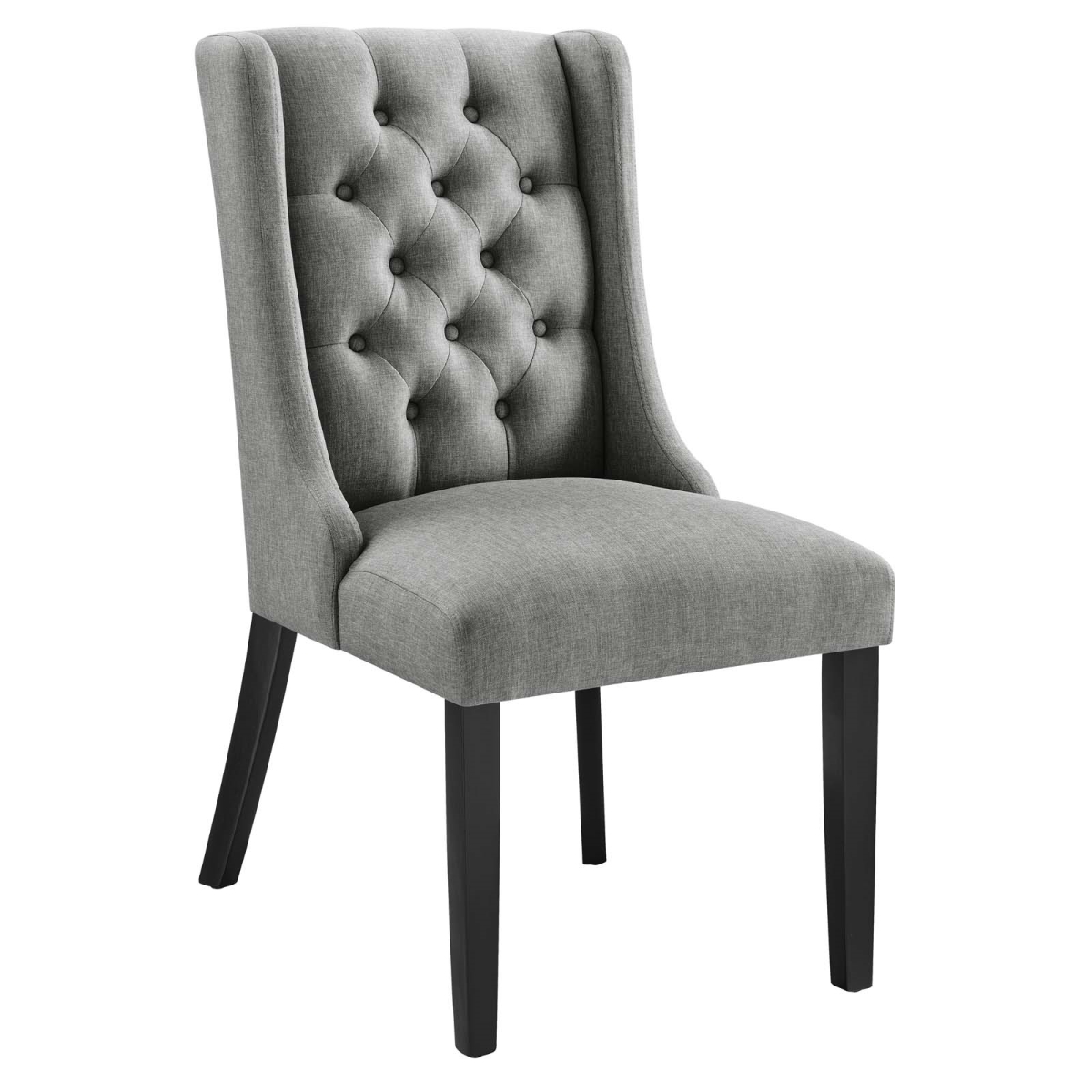 EEI-2235-LGR 38.5 x 25 x 21 in. Baronet Button Tufted Fabric Dining Chair, Light Gray