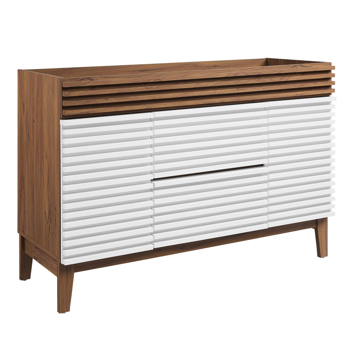 EEI-4341-WHI-WAL 48 in. Render Single Bathroom Vanity Cabinet, White & Walnut