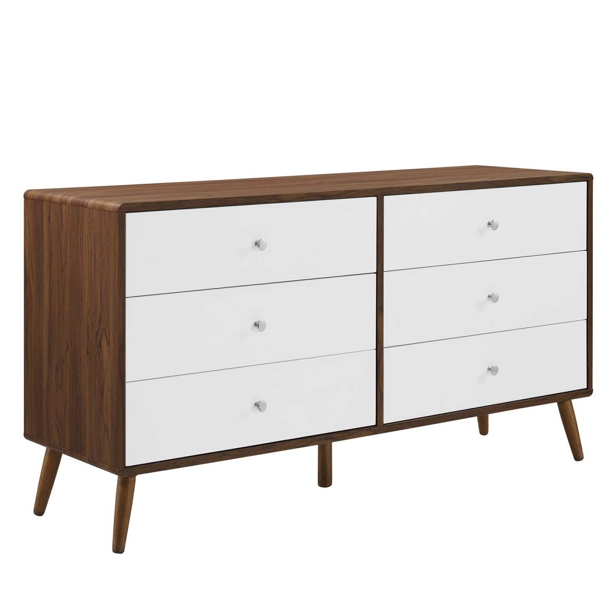 MOD-7022-WAL-WHI 60 in. Transmit Dresser, Walnut & White