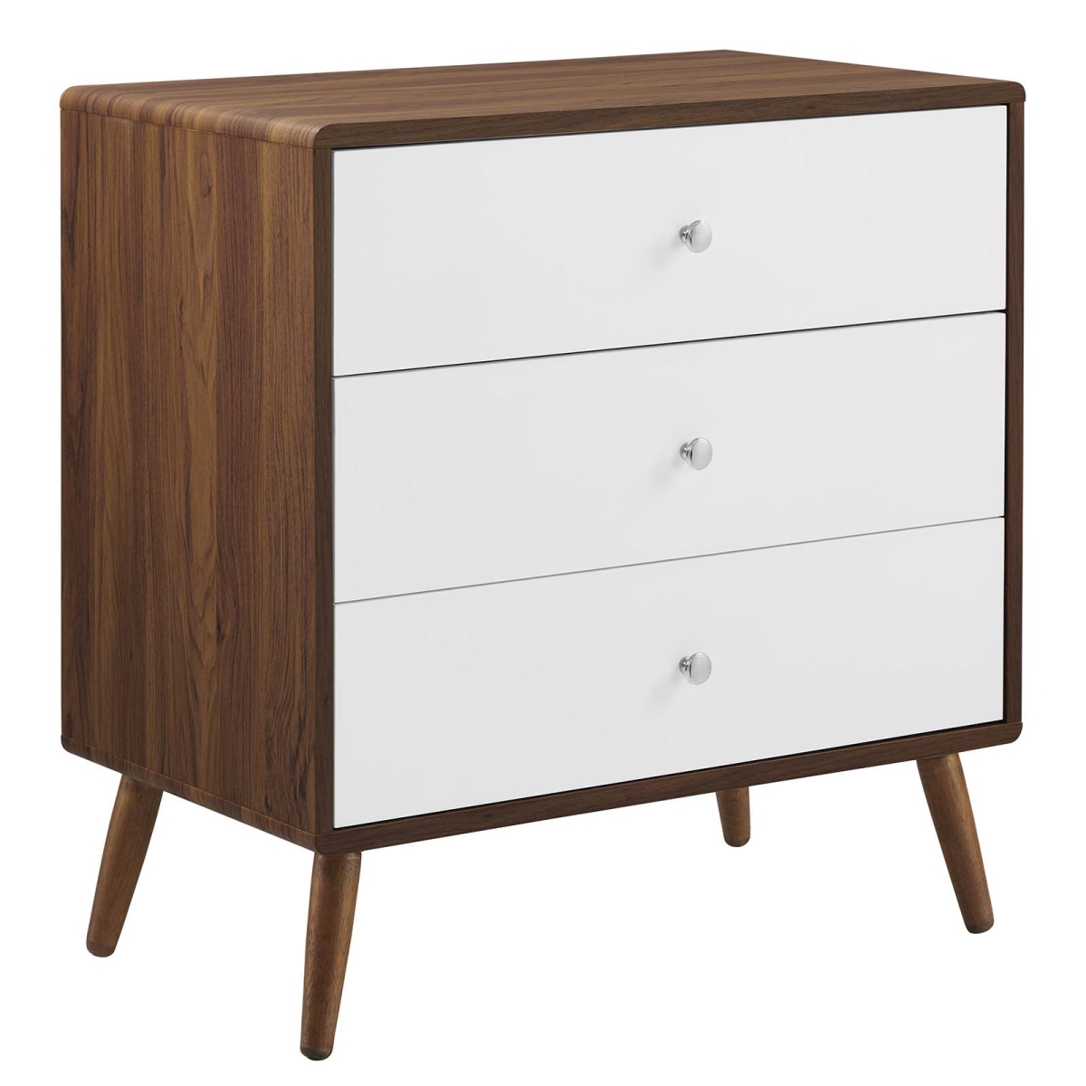 MOD-7018-WAL-WHI 32.5 x 31 x 18.5 in. Transmit 3-Drawer Chest, Walnut & White -  Modway Furniture