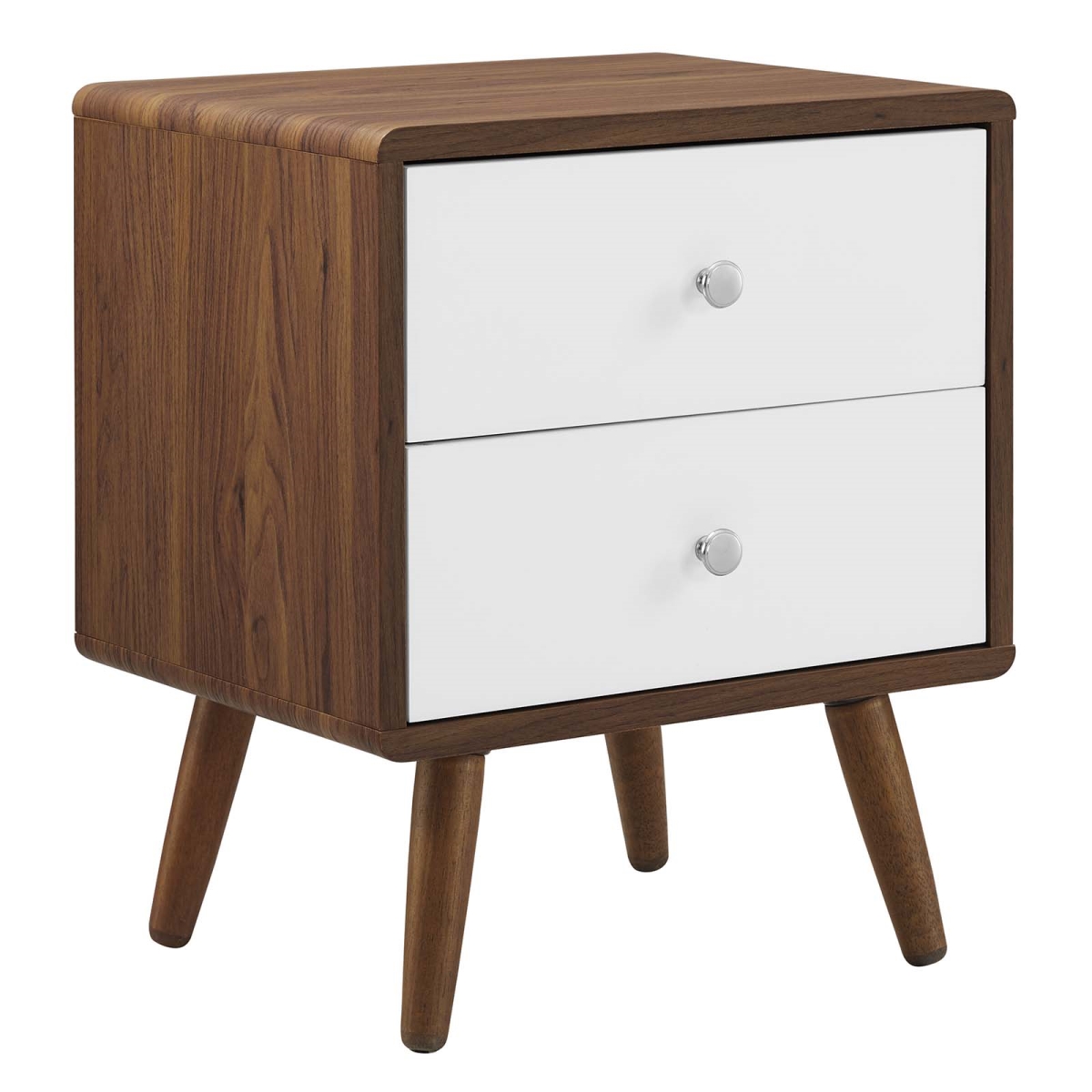 MOD-7017-WAL-WHI 22.5 x 15.5 x 19 in. Transmit 2-Drawer Nightstand, Walnut & White