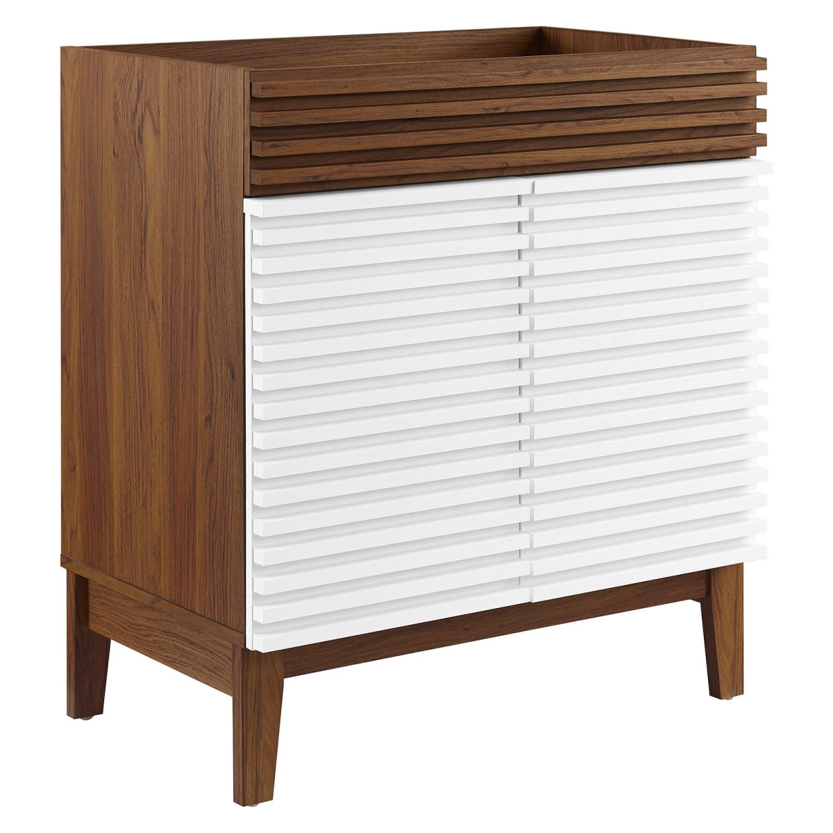 EEI-4851-WHI-WAL 30 in. Render Bathroom Vanity Cabinet, White & Walnut