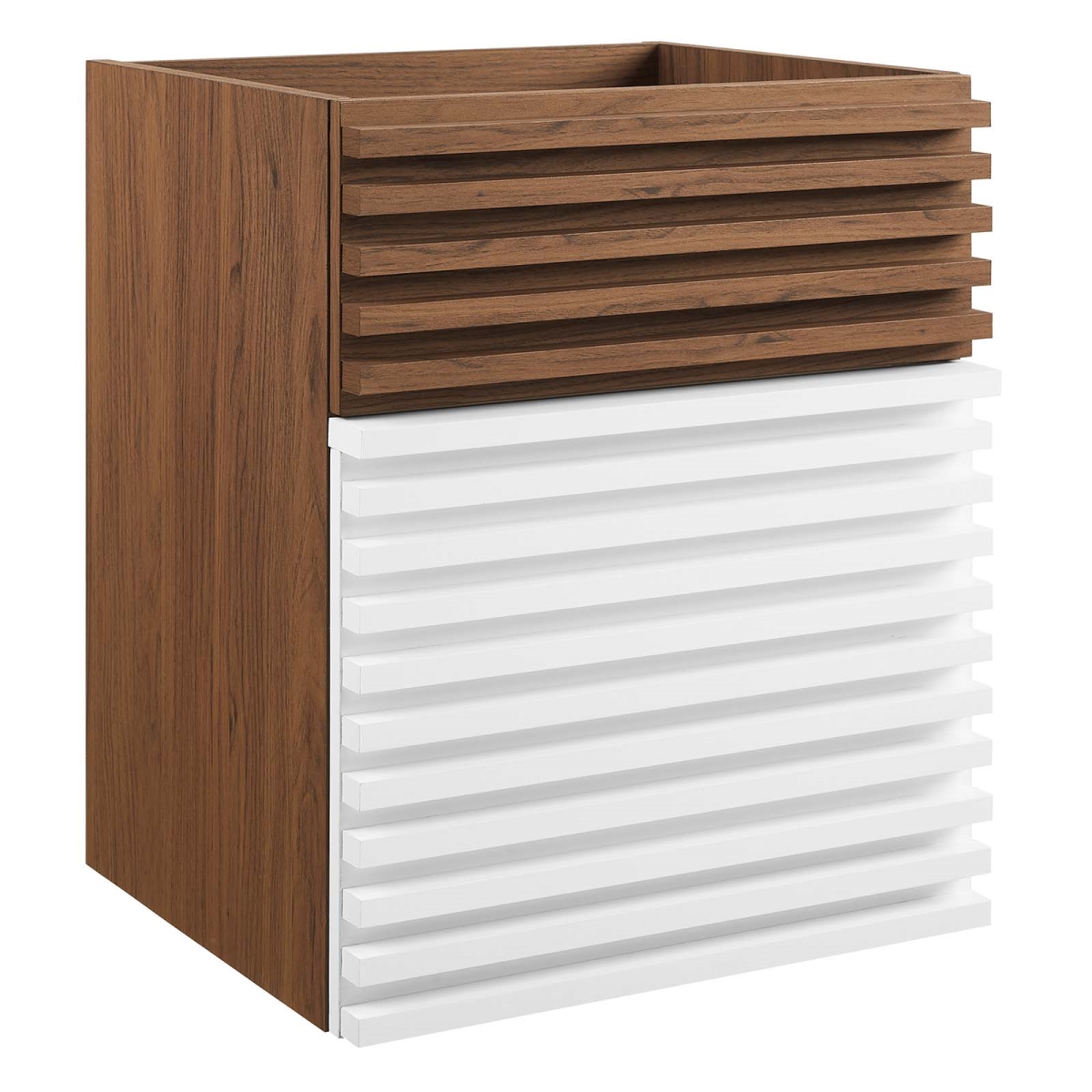 EEI-4848-WHI-WAL 18 in. Render Wall-Mount Bathroom Vanity Cabinet, White & Walnut -  Modway Furniture