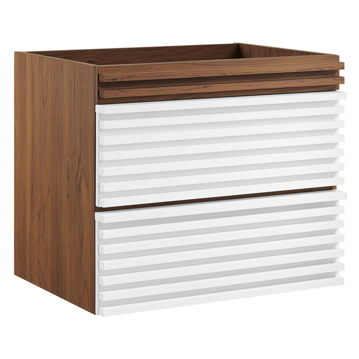 EEI-4338-WHI-WAL 24 in. Render Wall-Mount Bathroom Vanity Cabinet, White & Walnut