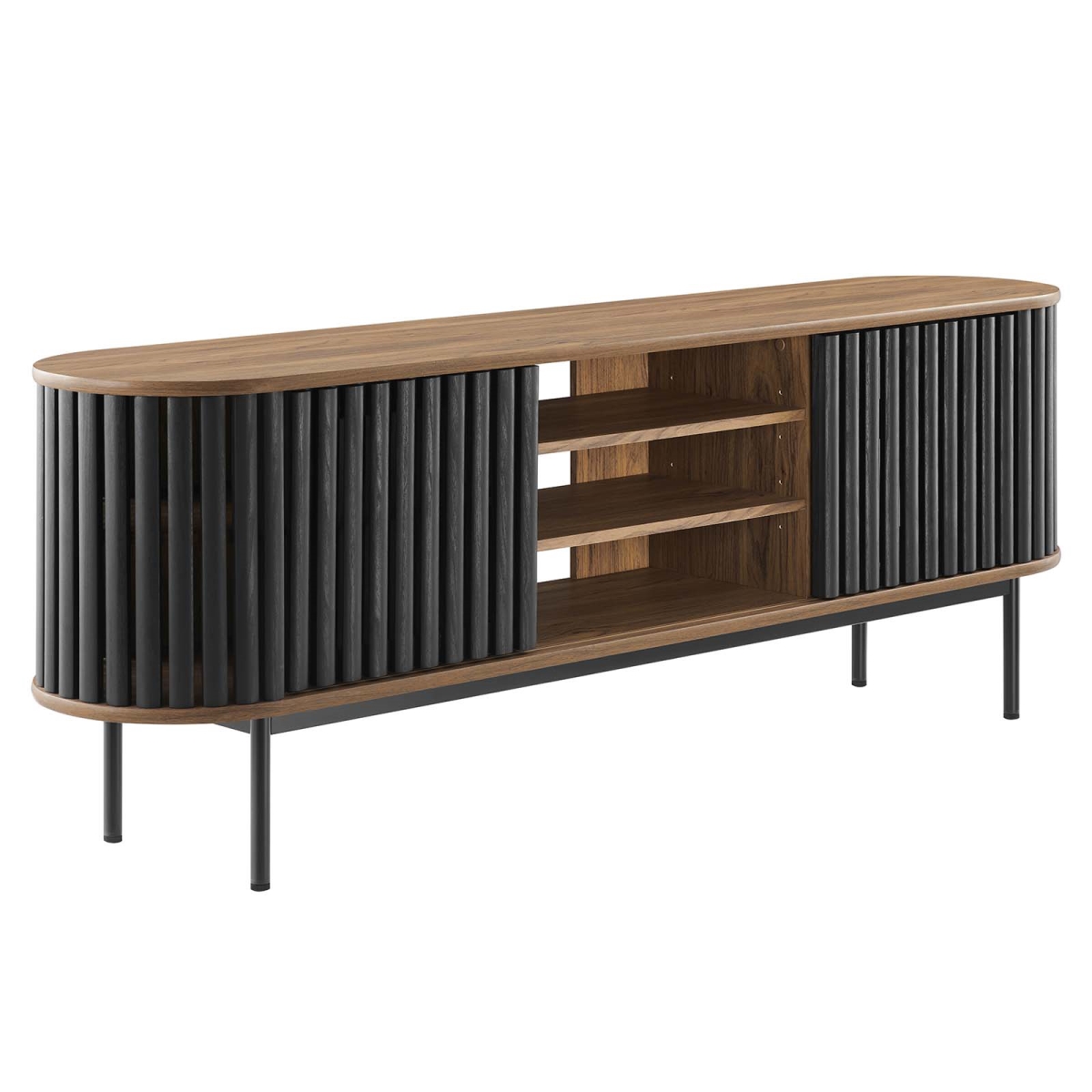 EEI-6522-WAL-BLK 71 in. Fortitude TV Stand, Walnut Black