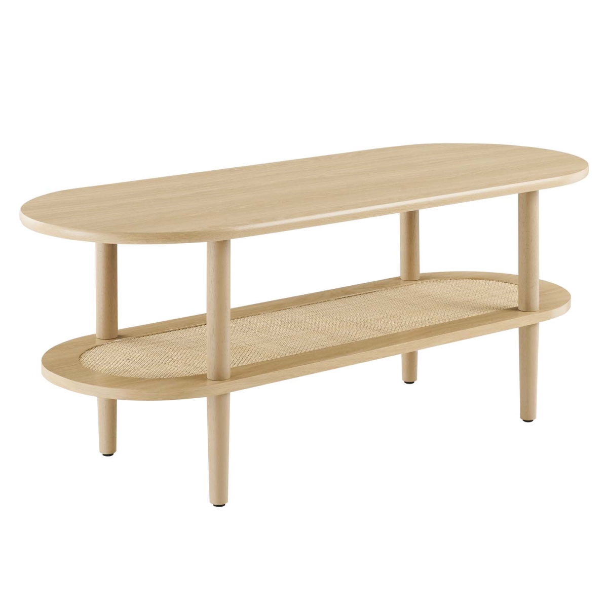 EEI-6526-OAK 17.5 x 46.5 x 18.5 in. Torus Oval Coffee Table, Oak