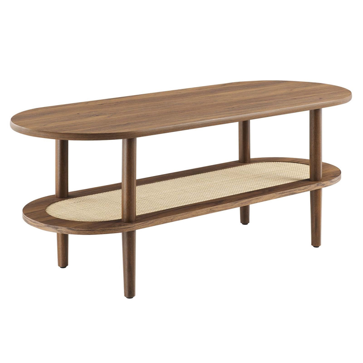 EEI-6526-WAL 17.5 x 46.5 x 18.5 in. Torus Oval Coffee Table, Walnut