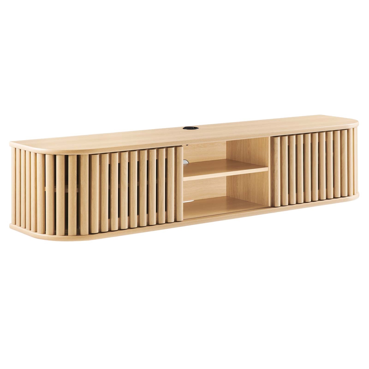 EEI-6528-OAK Fortitude 63 in. Wall-Mounted TV Stand, Oak