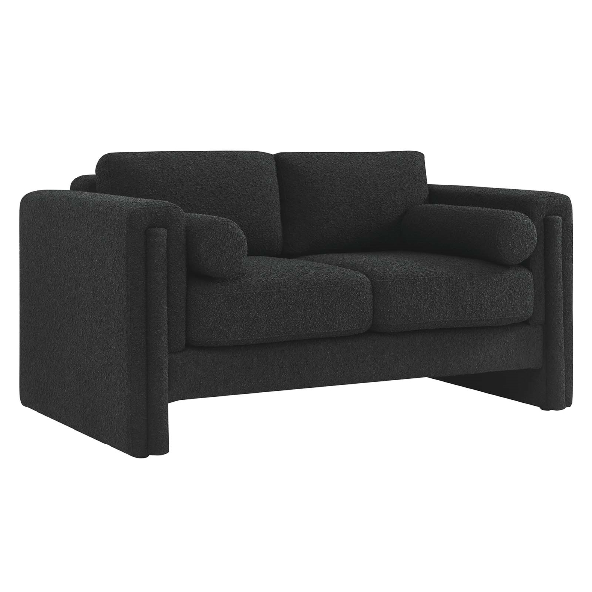 EEI-6376-BLK 33 x 61 x 36 in. Visible Boucle Fabric Loveseat, Black