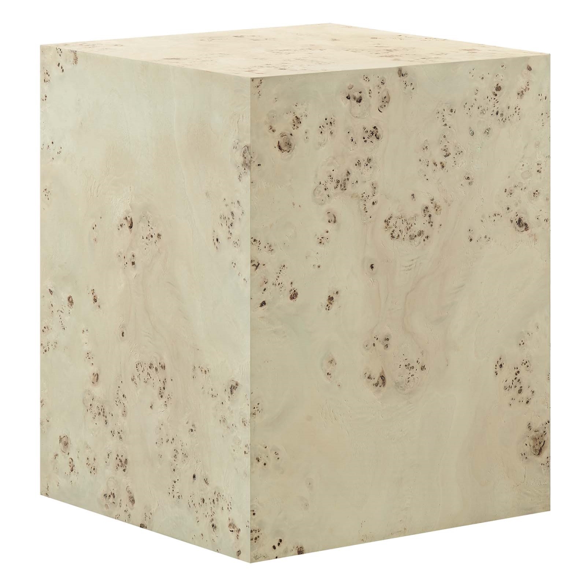 EEI-6273-BLB 16 in. Cosmos Square Burl Wood Side Table, Bleached Burl