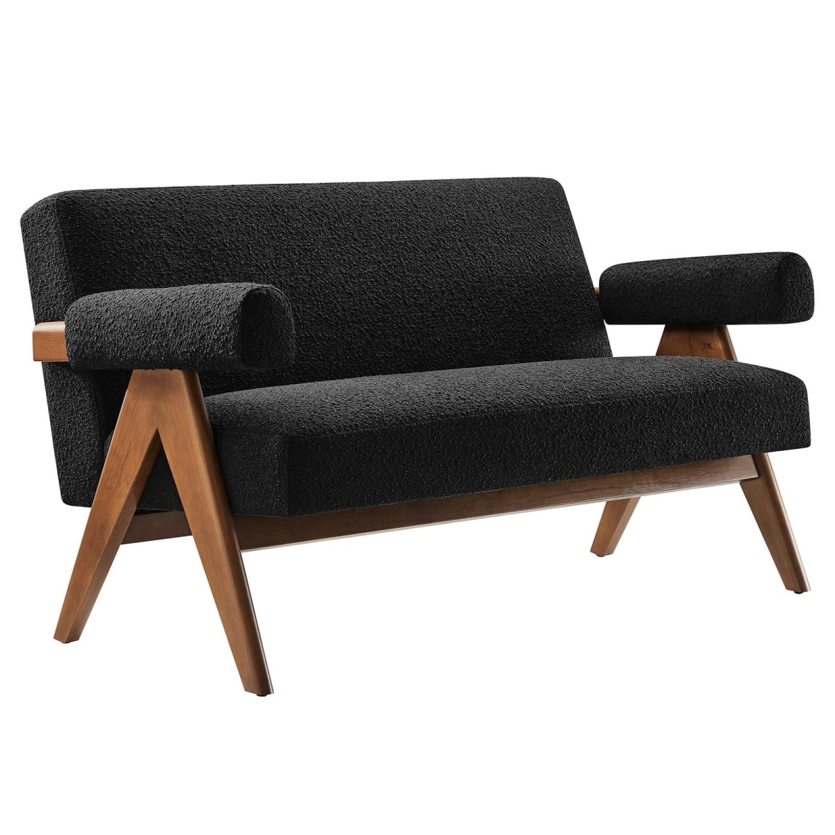 EEI-6504-BLK Lyra Boucle Fabric Loveseat, Black