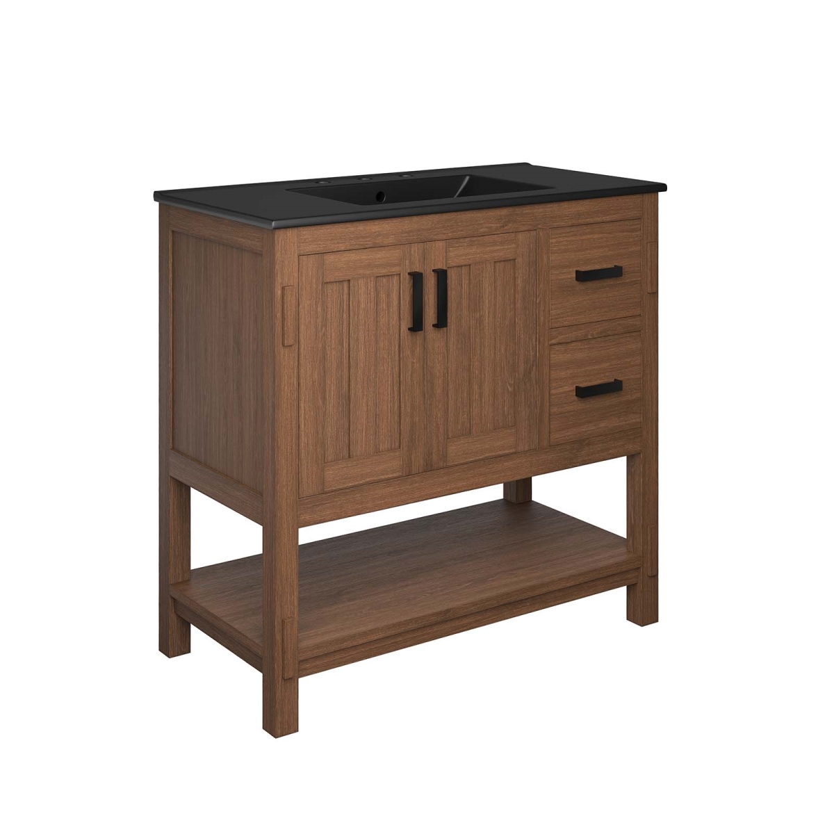 EEI-6535-WAL-BLK 36 in. Ashlyn Wood Bathroom Vanity, Walnut & Black